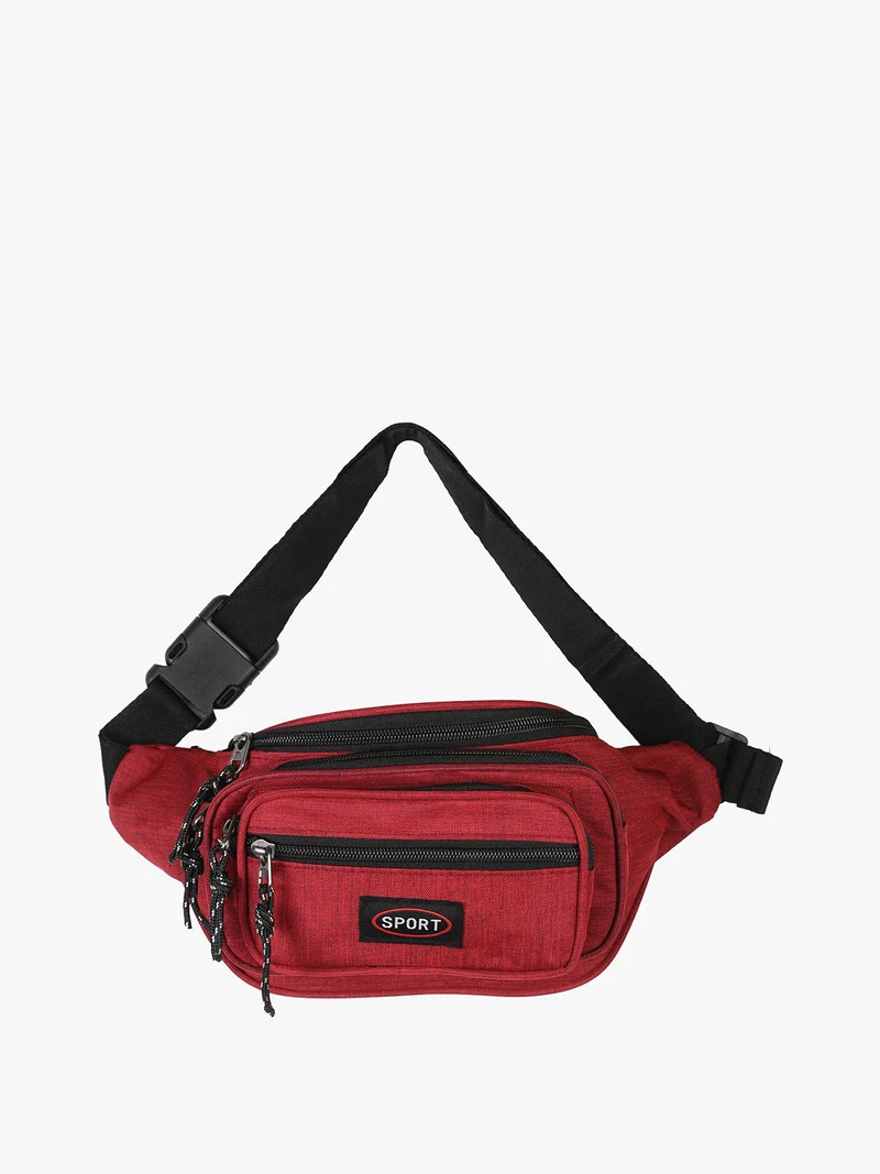 Sport Marsupio da uomo multitasche in tessuto - bordeaux