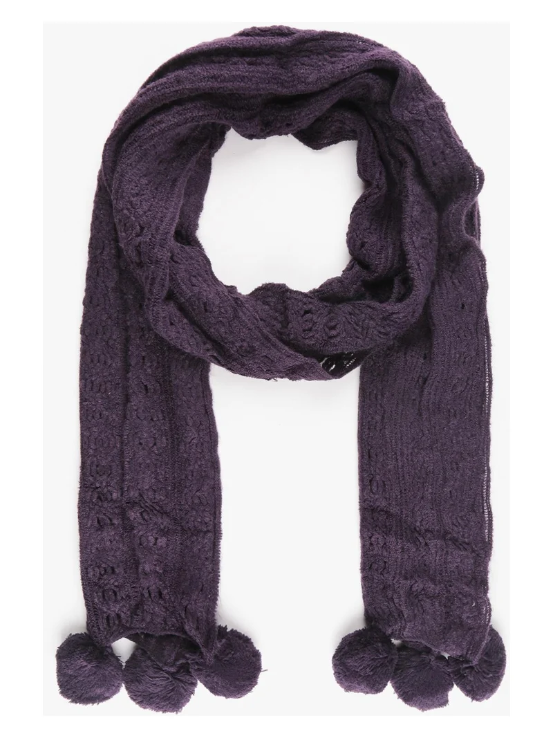 Sciarpa con pompon traforata - viola