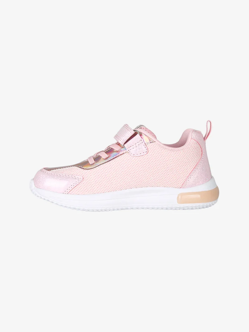 Sneakers da ragazza con luci e cinturino a strappo - rosa
