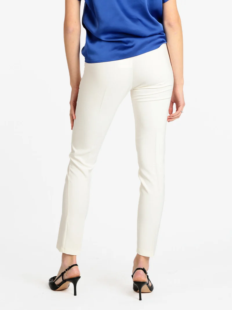Pantaloni donna eleganti con cintura - panna