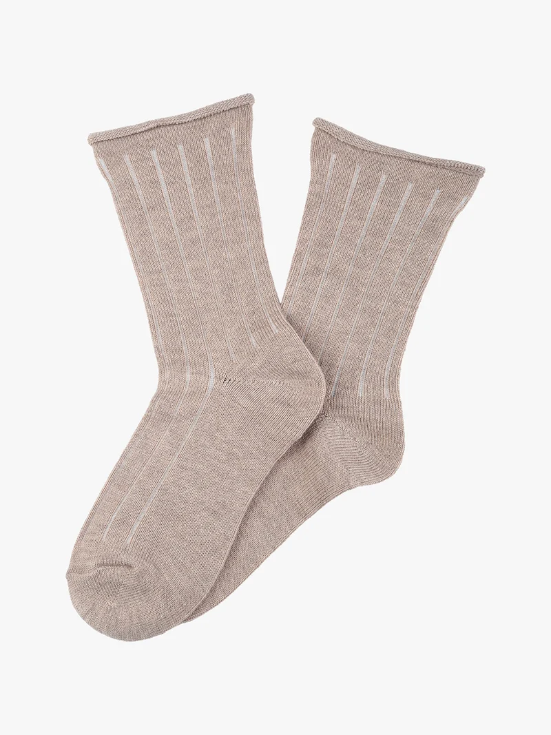 Calze corte donna in misto cashmere - beige