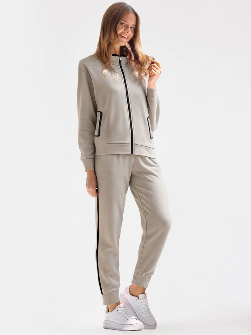 DIVINA Completo tuta donna full zip in velour leggero - grigio