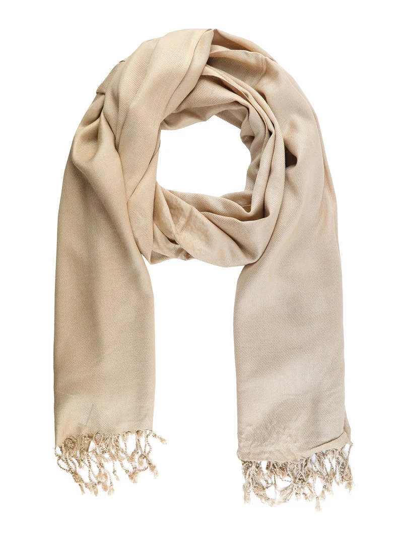 Sciarpa in viscosa tinta unita con frange - khaki