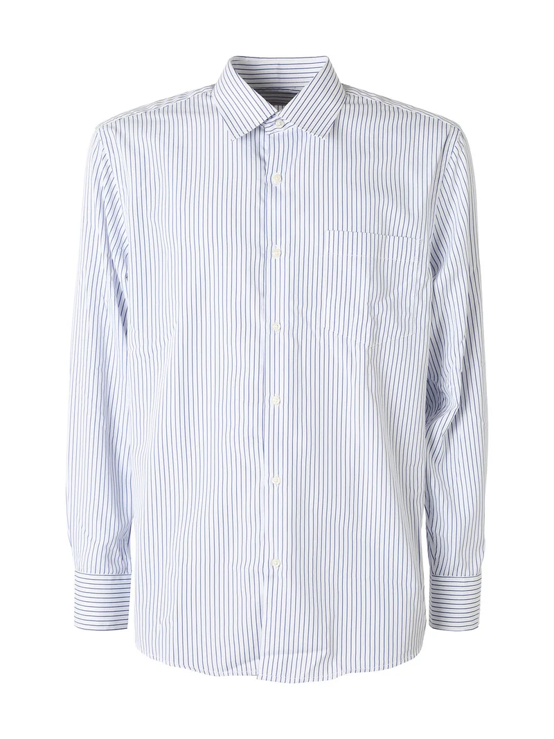 Camicia da uomo rigata a maniche lunghe - cielo