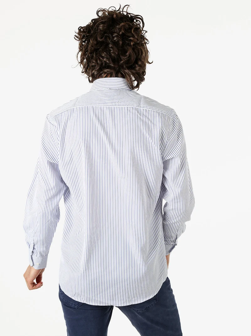 Camicia da uomo rigata a maniche lunghe - cielo