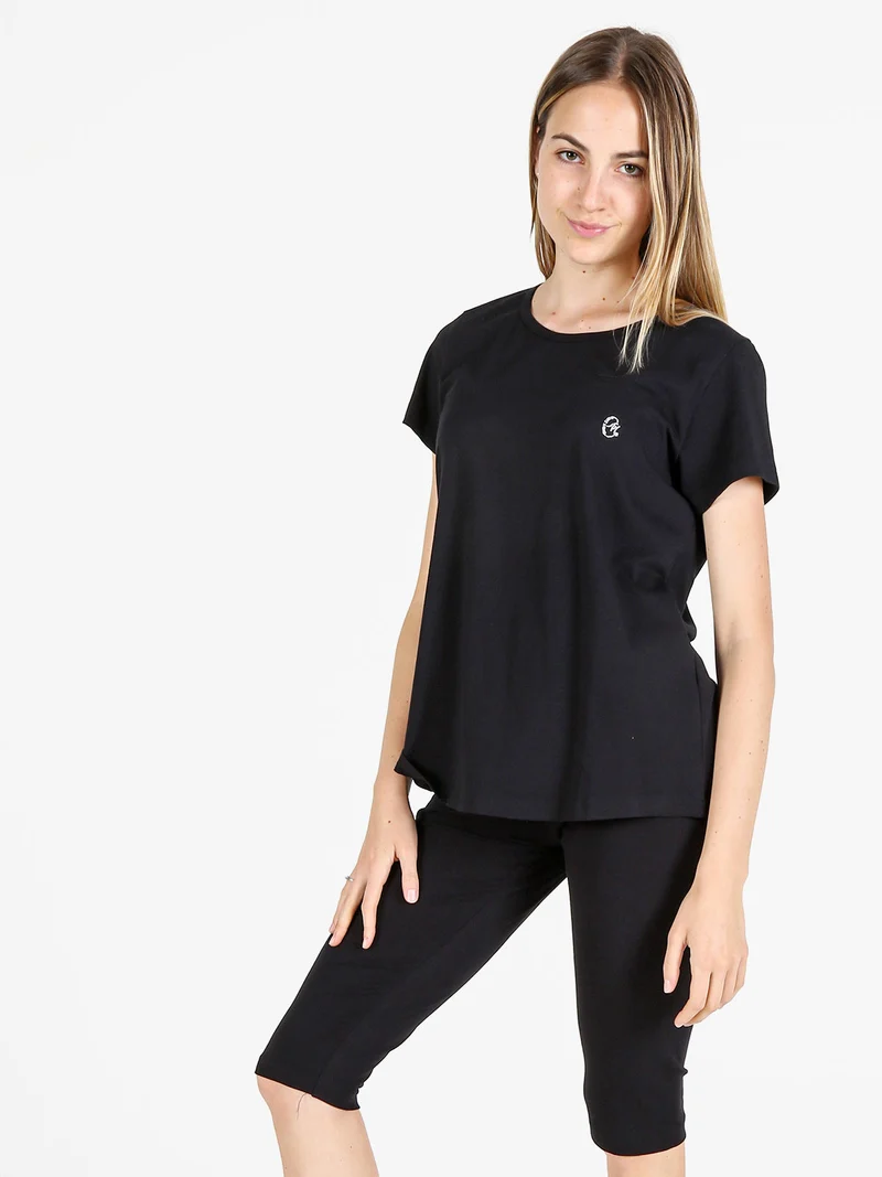 T-shirt donna girocollo in cotone - nero