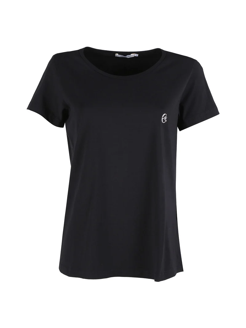 T-shirt donna girocollo in cotone - nero