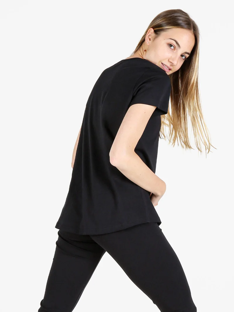 T-shirt donna girocollo in cotone - nero