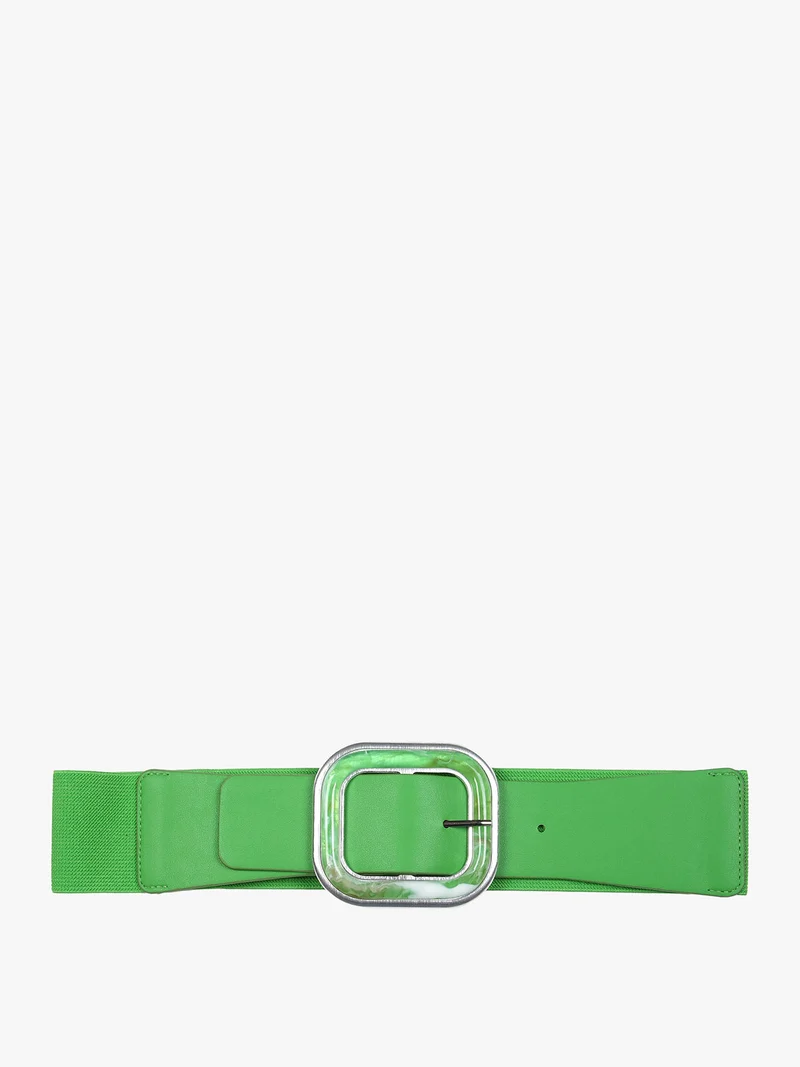 Cintura elastica con fibbia squadrata - verde