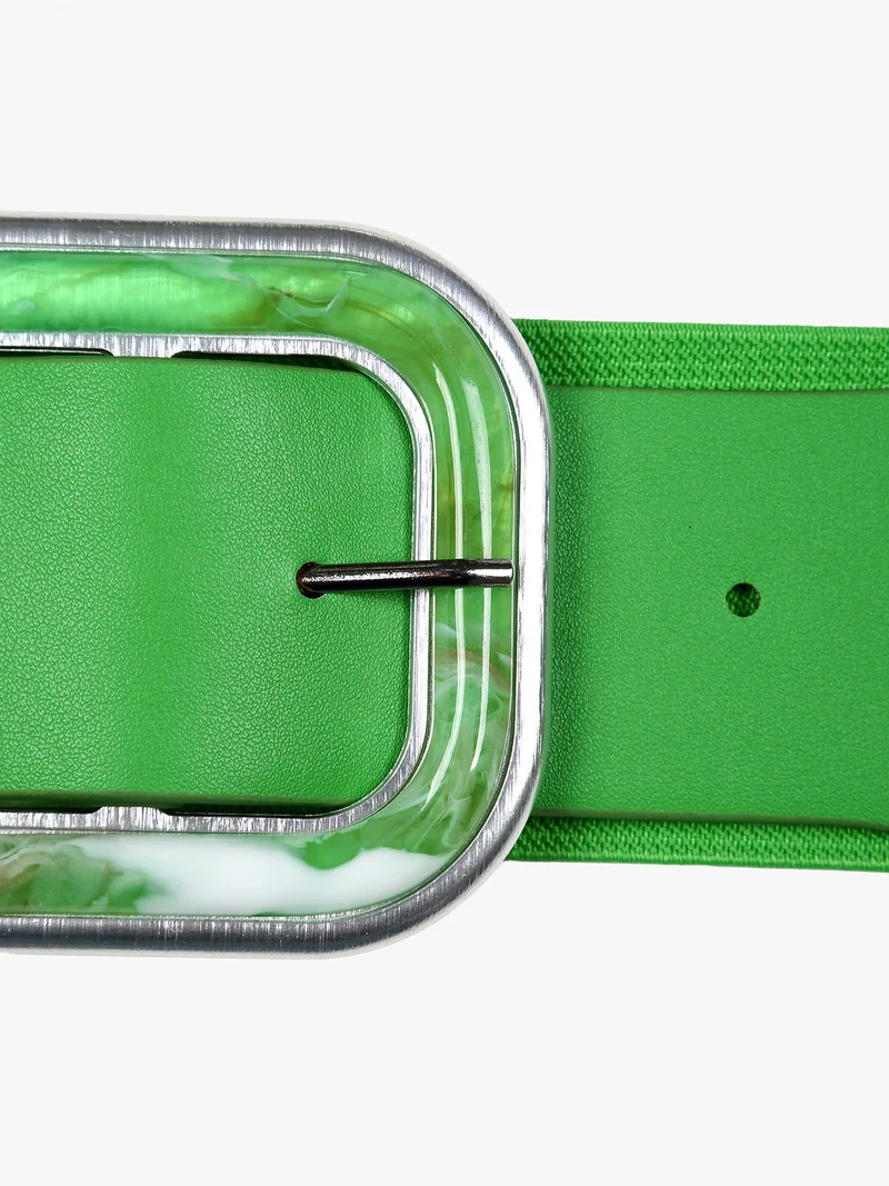 Cintura elastica con fibbia squadrata - verde