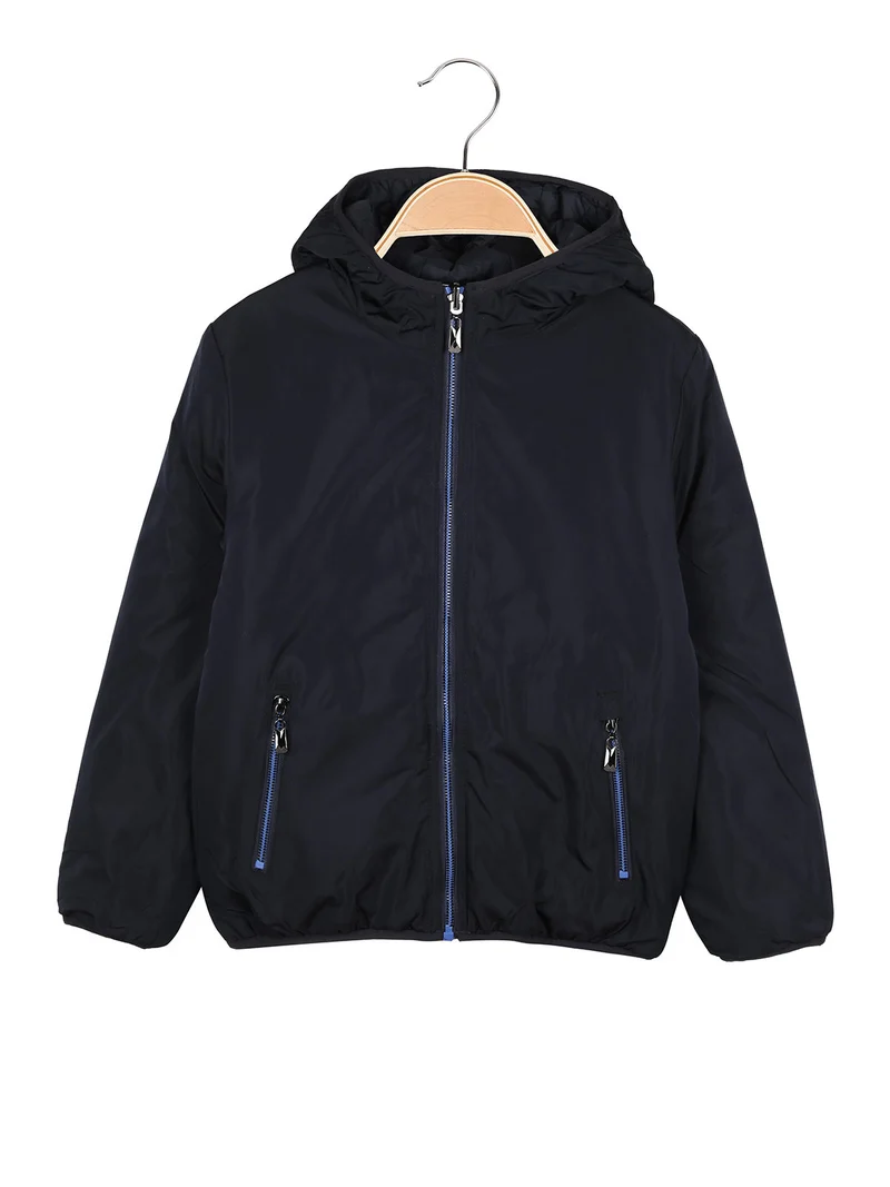 Giubbotto da bambino reversibile con cappuccio - blu scuro