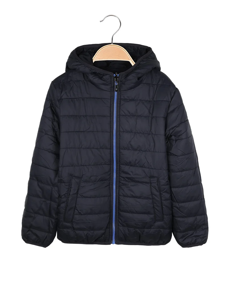 Giubbotto da bambino reversibile con cappuccio - blu scuro