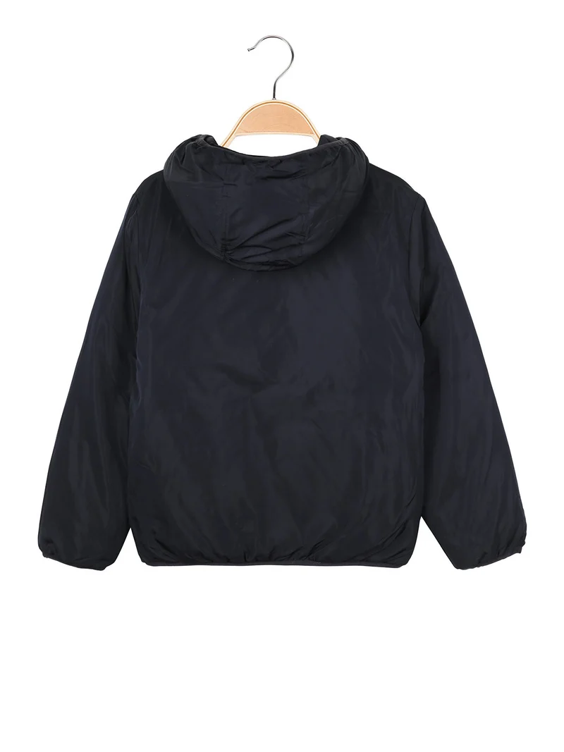 Giubbotto da bambino reversibile con cappuccio - blu scuro