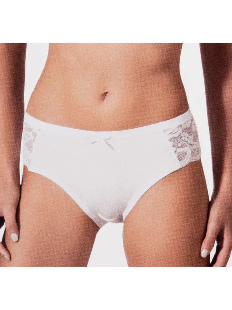 Slip in cotone con pizzo - bianco
