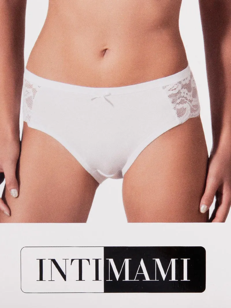 Slip in cotone con pizzo - bianco