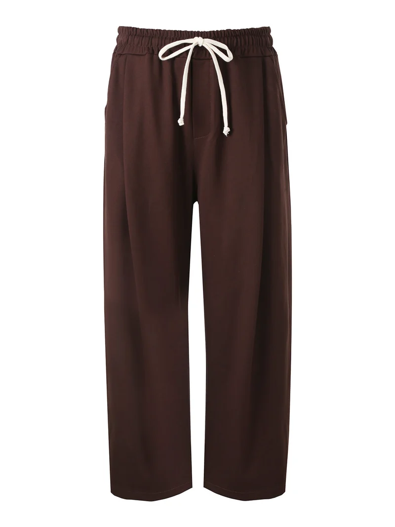 Pantaloni da uomo oversize a gamba larga con coulisse - moro