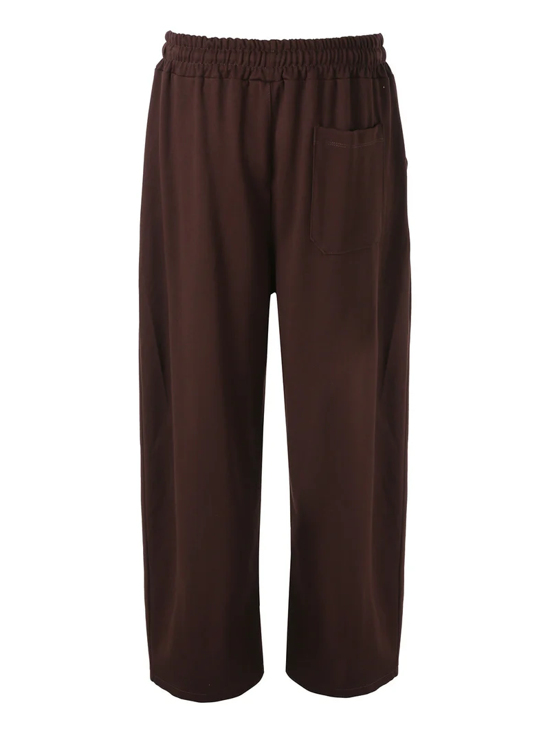 Pantaloni da uomo oversize a gamba larga con coulisse - moro