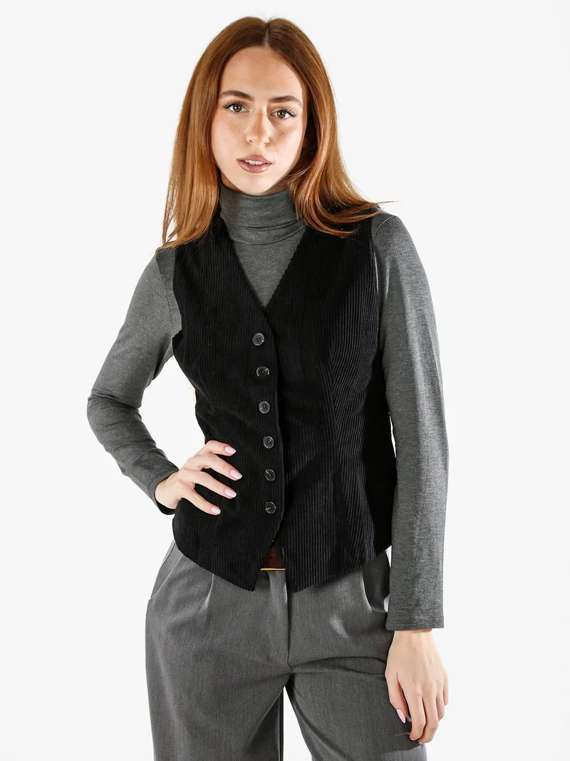 Gilet donna in velluto a coste - nero