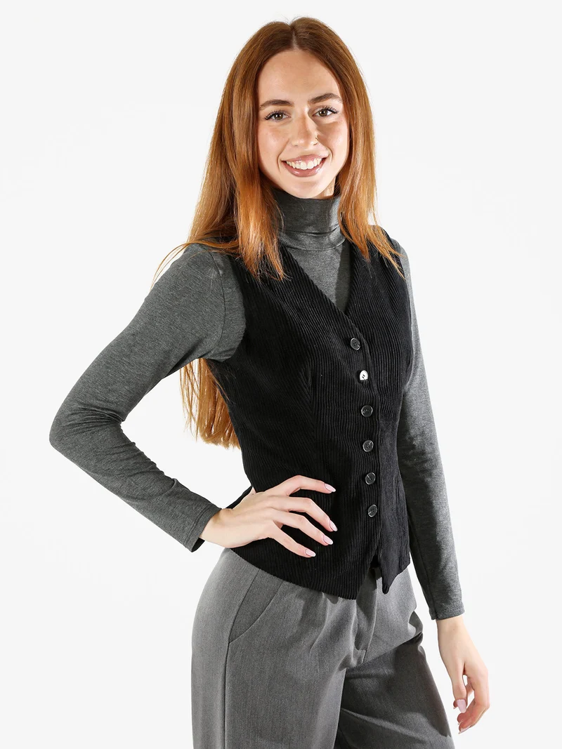 Gilet donna in velluto a coste - nero