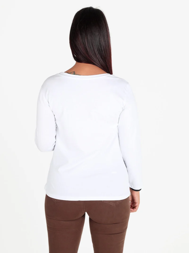T-shirt donna a maniche lunghe in cotone - oliva