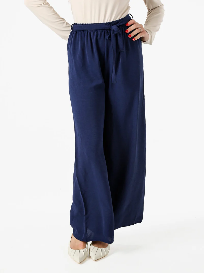 Pantaloni donna a palazzo in crèpe - blu