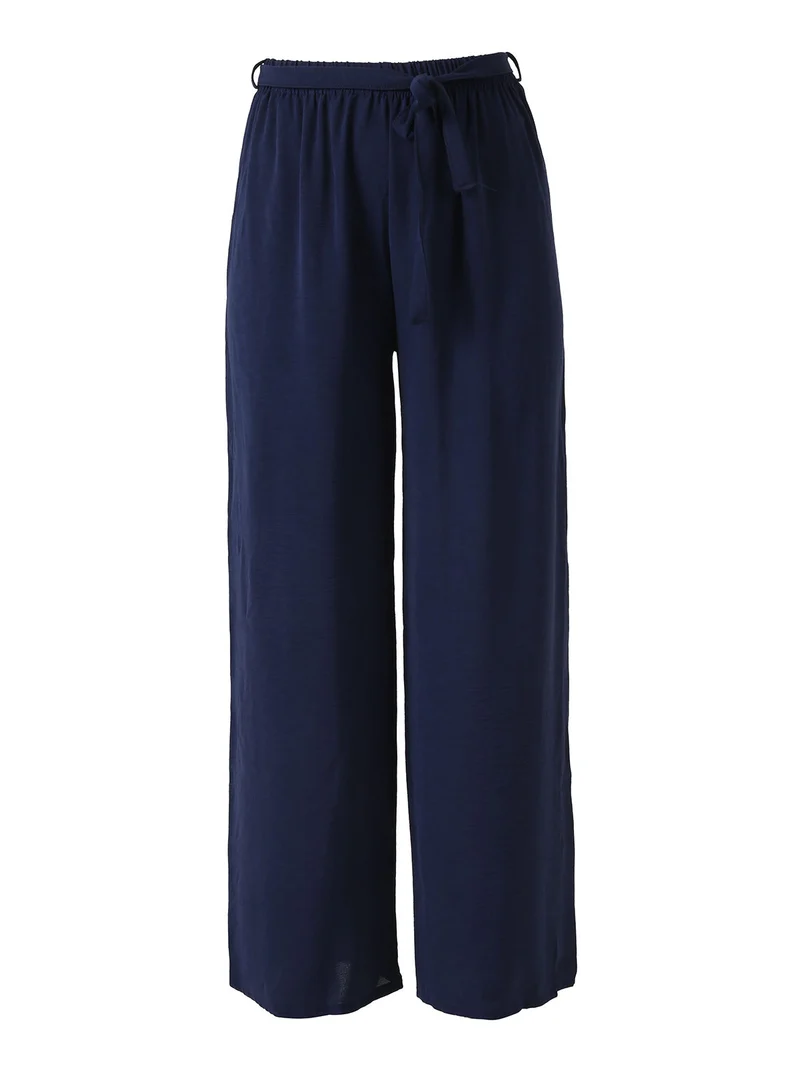Pantaloni donna a palazzo in crèpe - blu