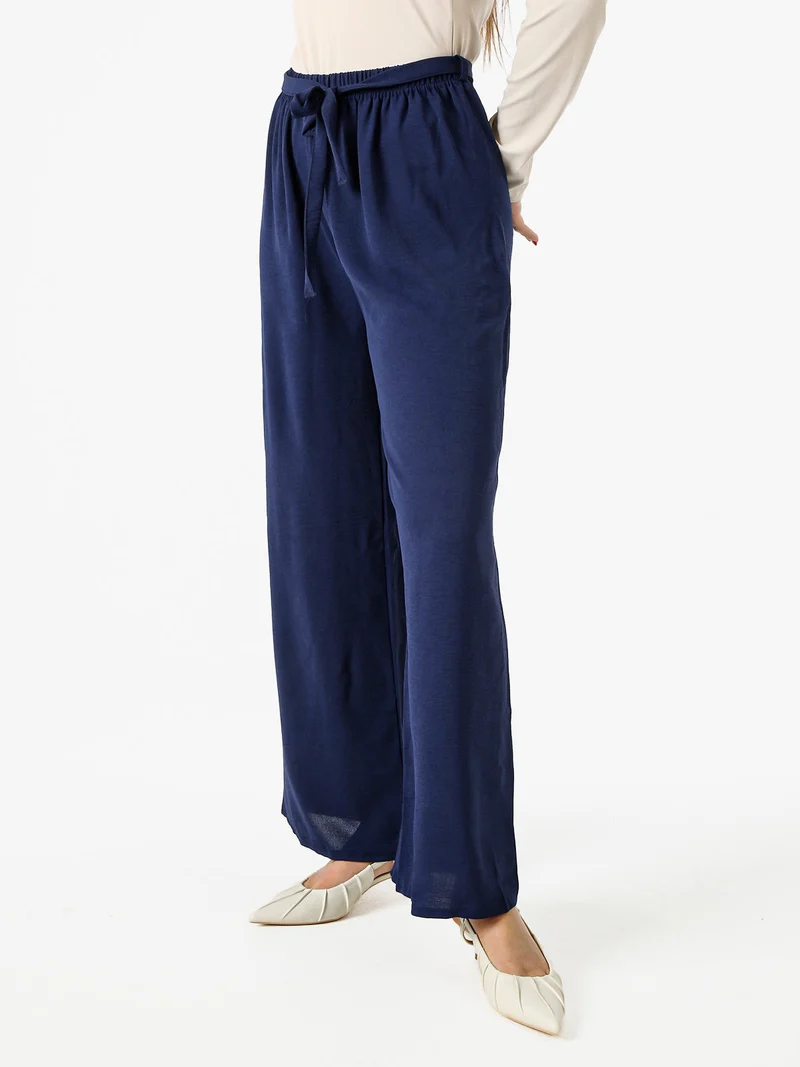 Pantaloni donna a palazzo in crèpe - blu