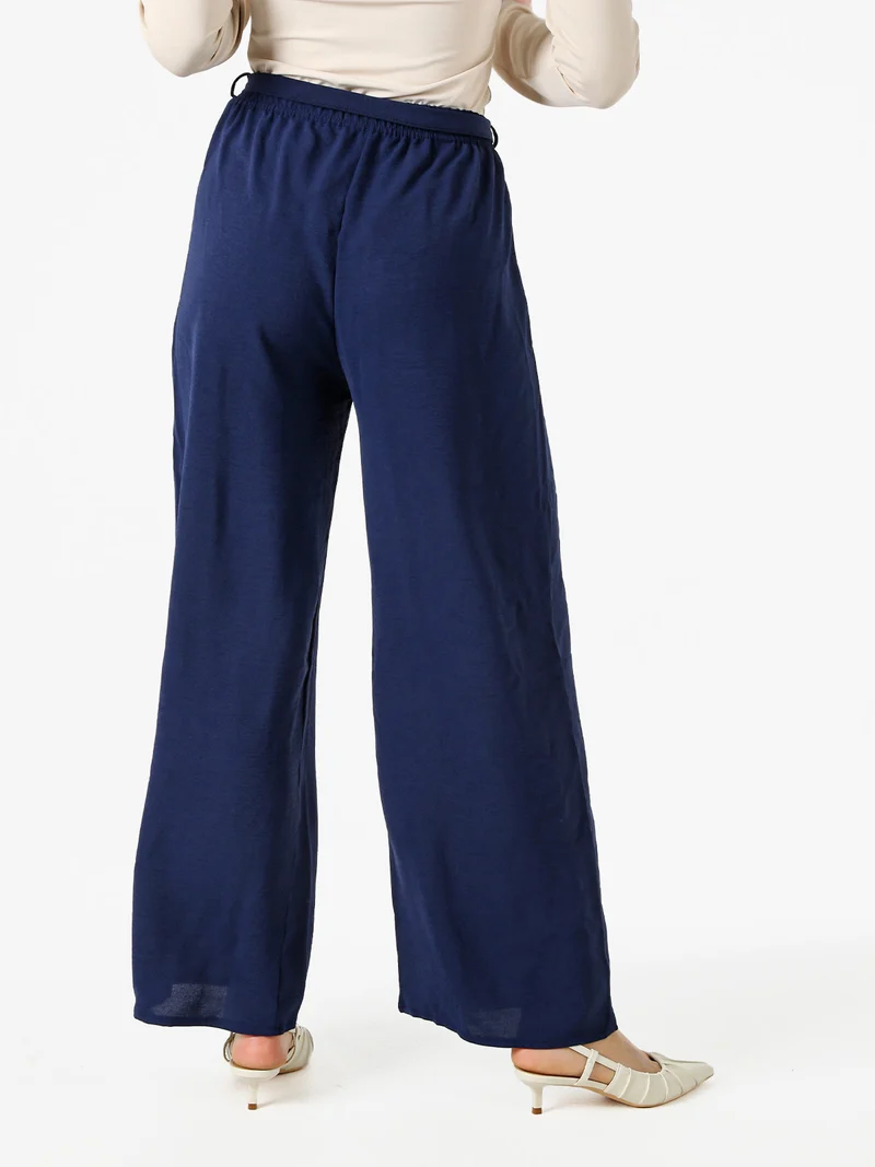 Pantaloni donna a palazzo in crèpe - blu