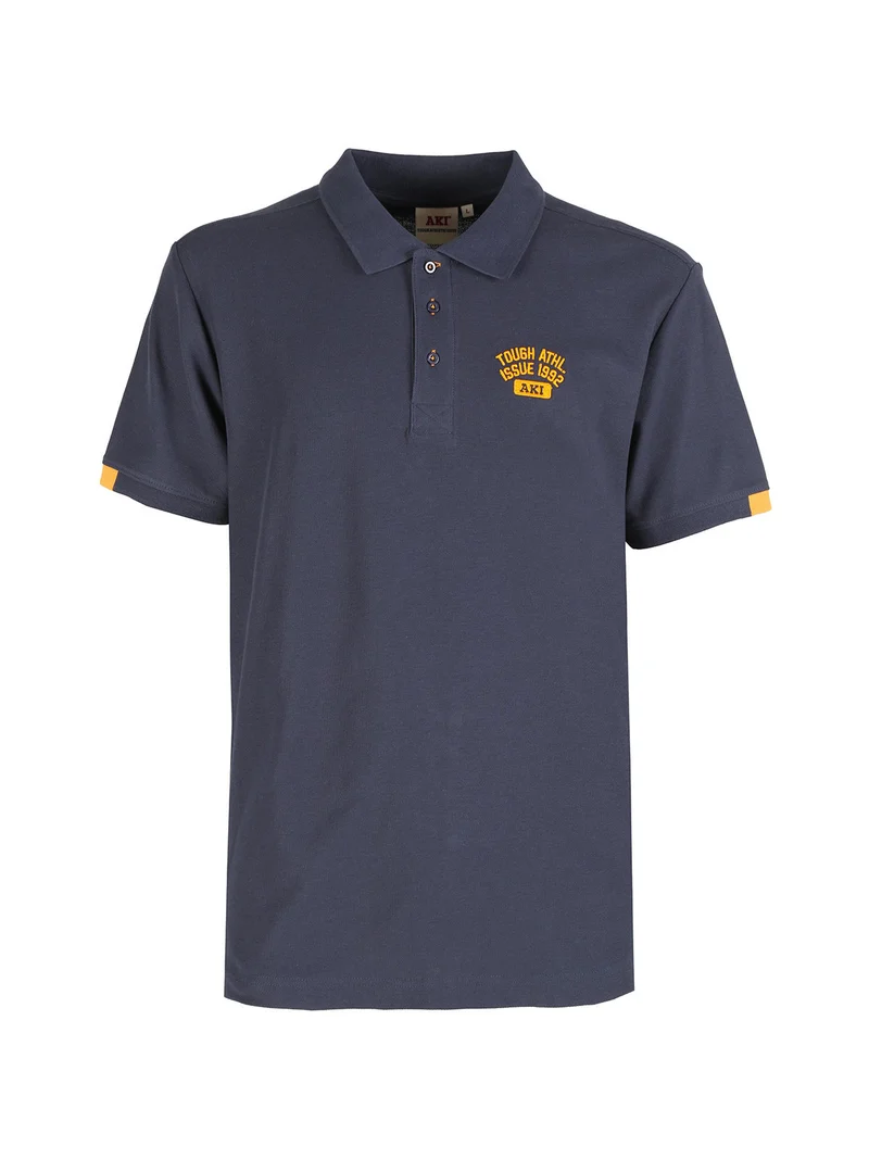 Polo da uomo in cotone a maniche corte - blu scuro