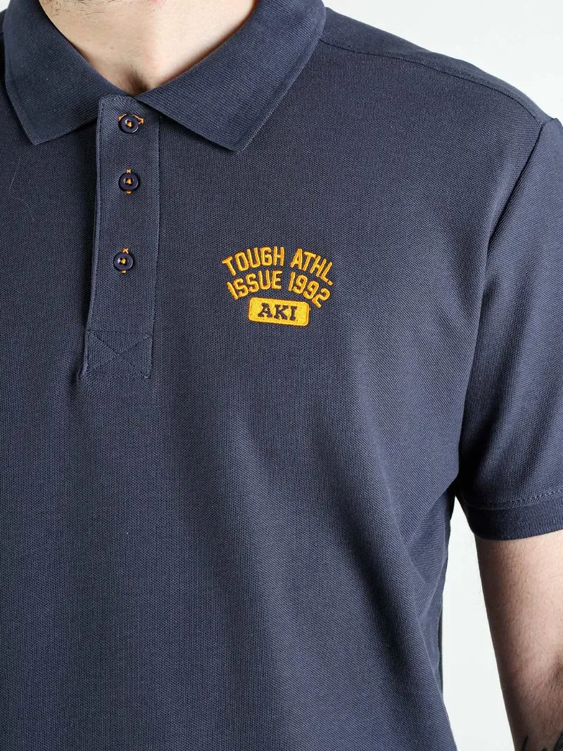Polo da uomo in cotone a maniche corte - blu scuro