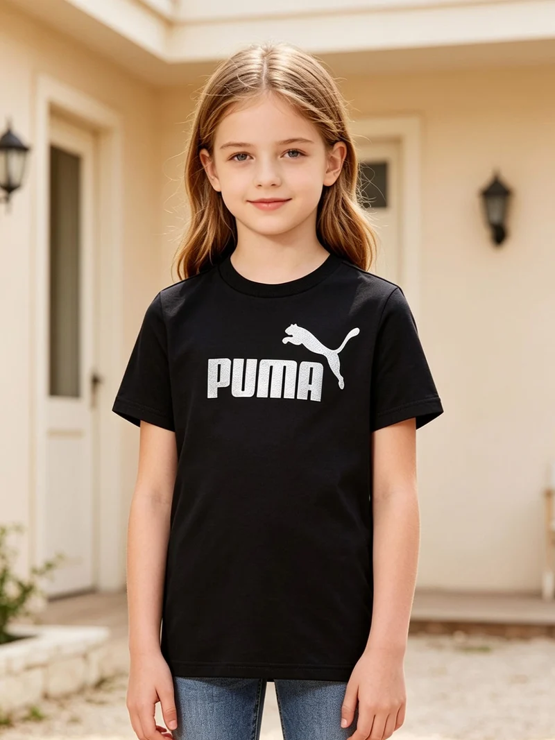 ESS + TEXTURED FOIL BIG LOGO T-shirt da ragazza - nero
