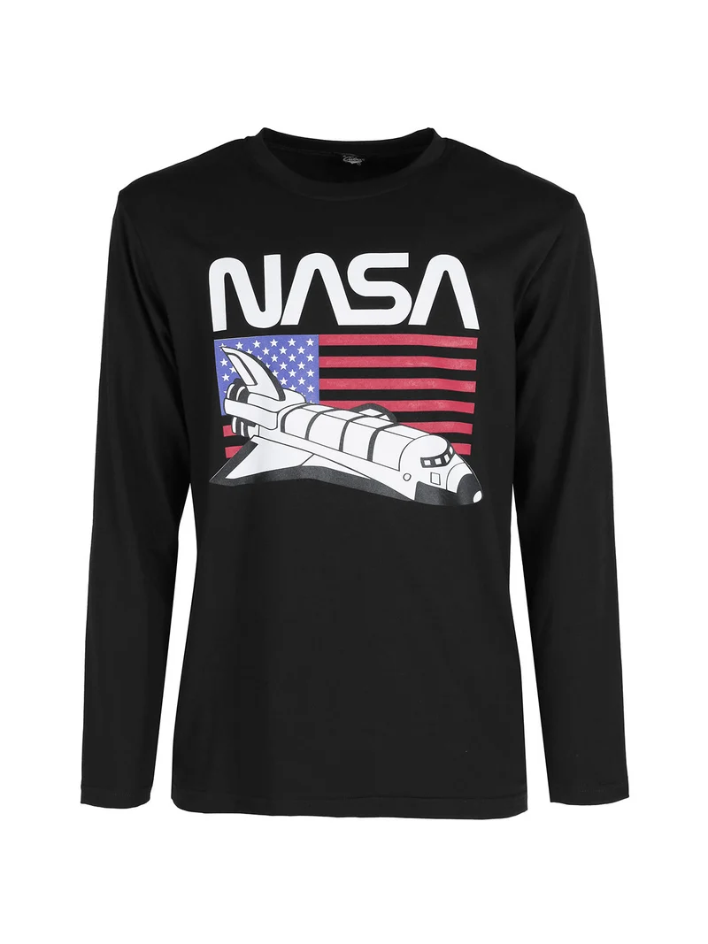 T-shirt uomo a maniche lunghe con stampa - nero