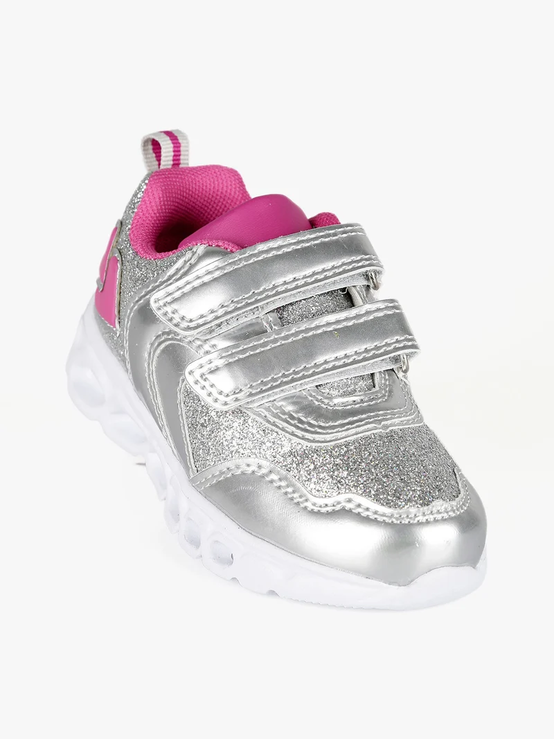 Sneakers bimba con luci - argento