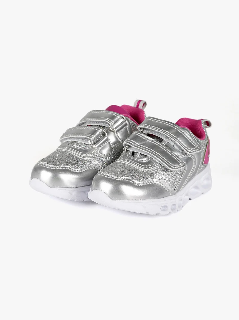 Sneakers bimba con luci - argento