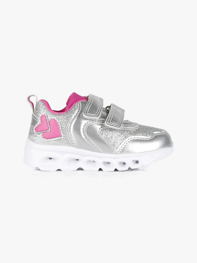 Sneakers bimba con luci - argento