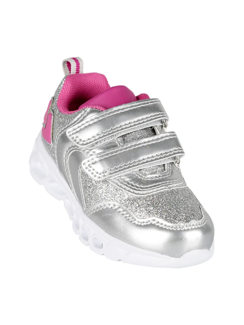 Sneakers bimba con luci - argento