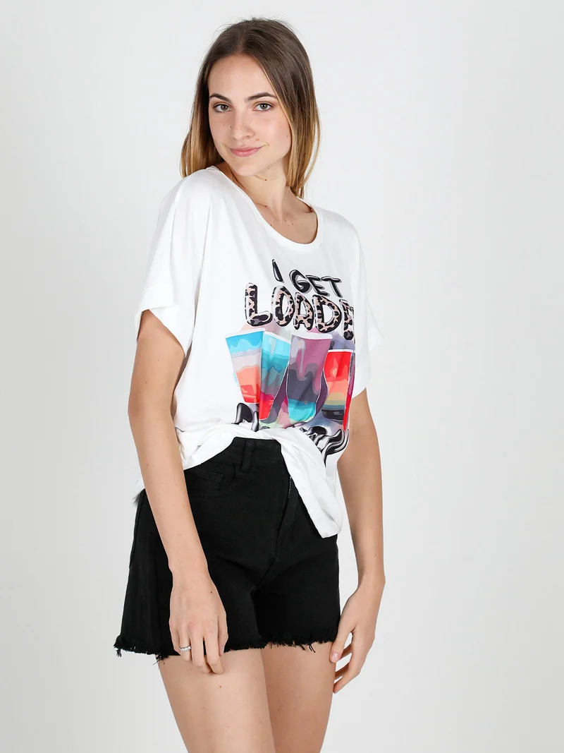 Maxi t-shirt donna con stampa disegno - nero