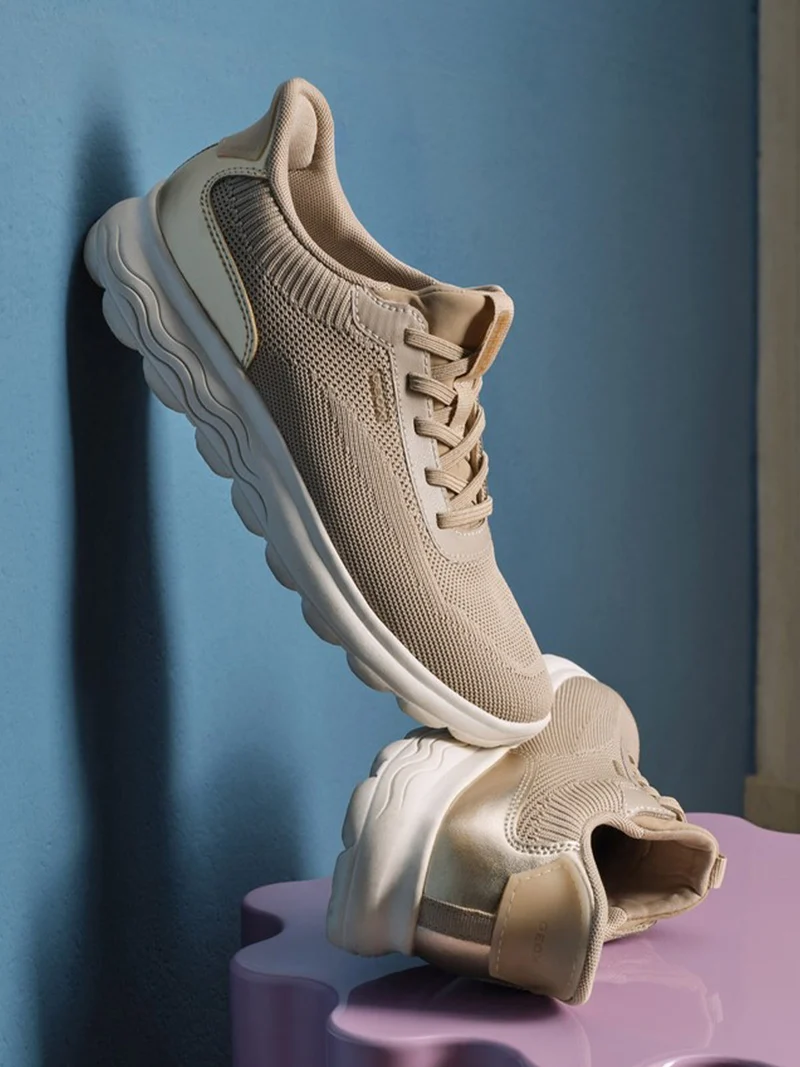 D SPHERICA PLUS Sneakers donna con lacci elastici - taupe