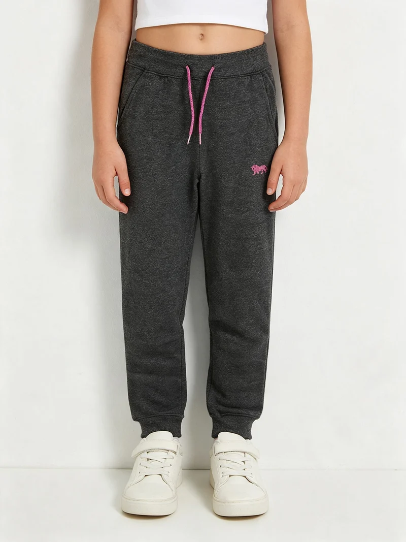 Pantaloni sportivi da bambina felpati - grigio scuro