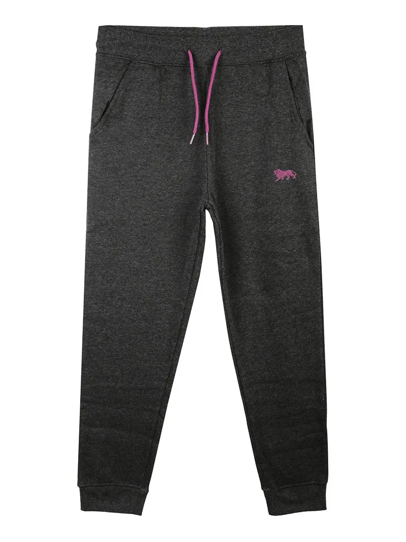 Pantaloni sportivi da bambina felpati - grigio scuro