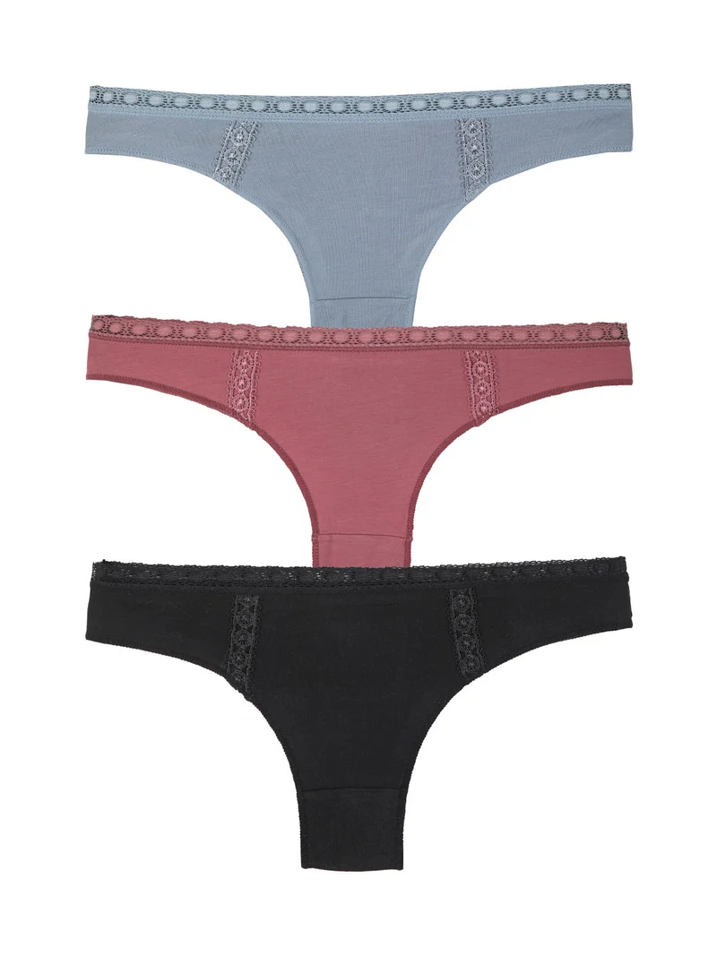 Set di 3 brasiliane da donna in cotone - rosa