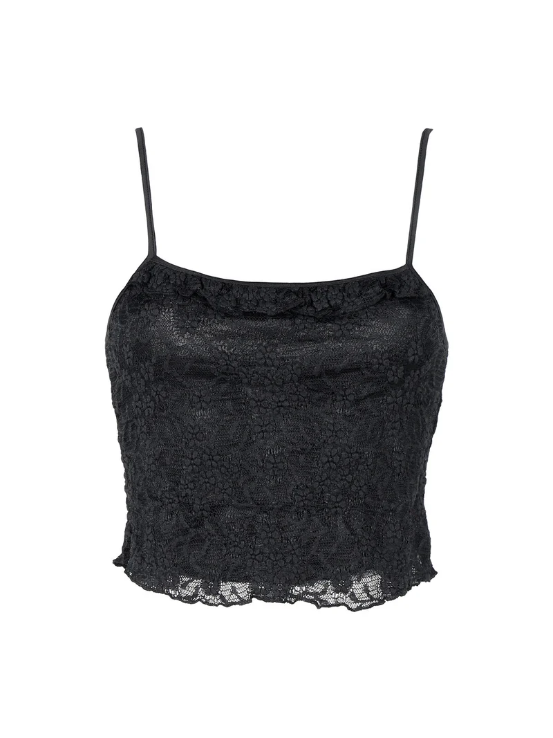 Set donna 2 pezzi con top e cardigan in pizzo - nero
