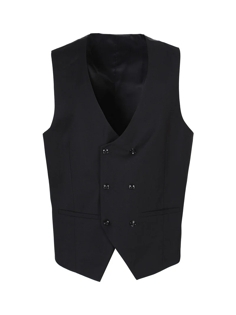 Gilet elegante da uomo doppiopetto - nero