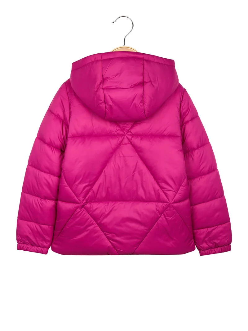 Giubbotto imbottito da bambina con cappuccio - fucsia