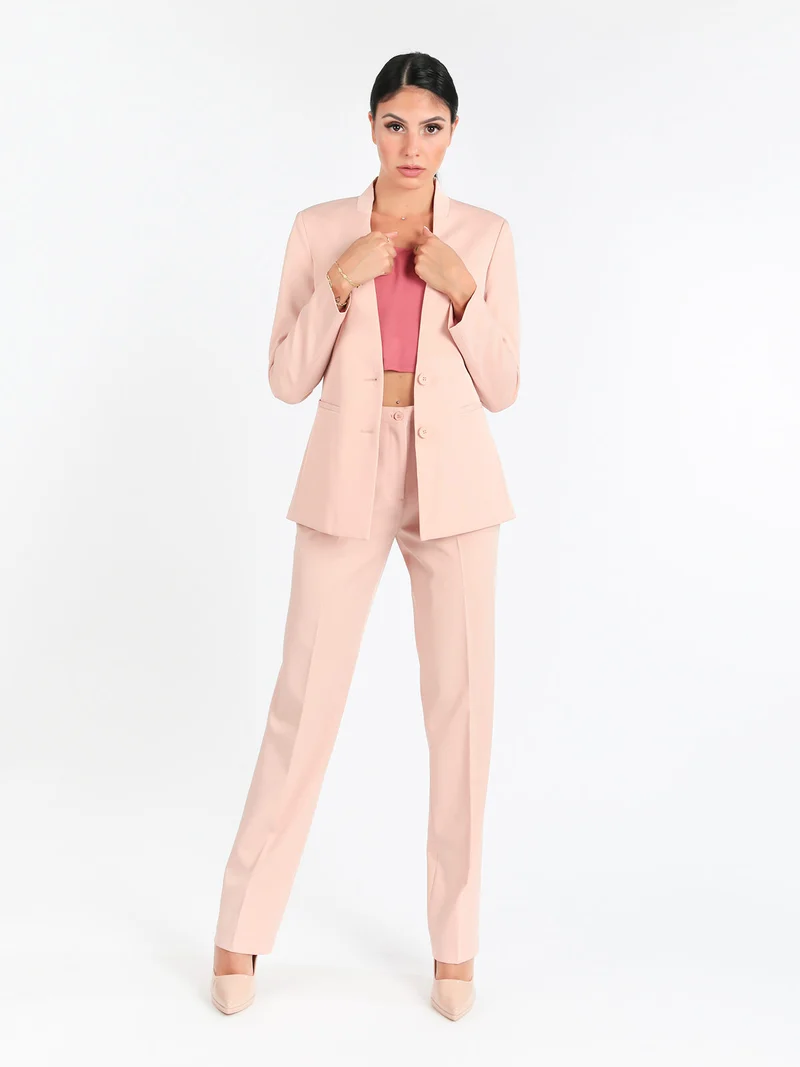 Pantaloni classici da donna a gamba dritta - rosa