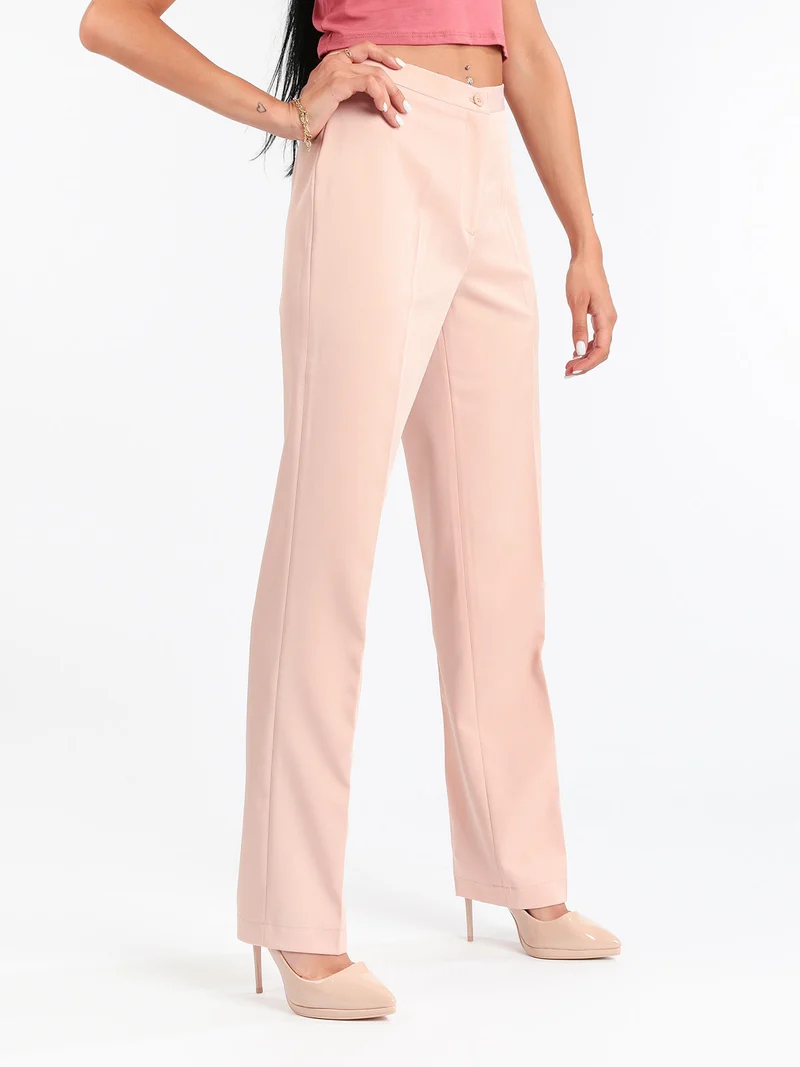 Pantaloni classici da donna a gamba dritta - rosa