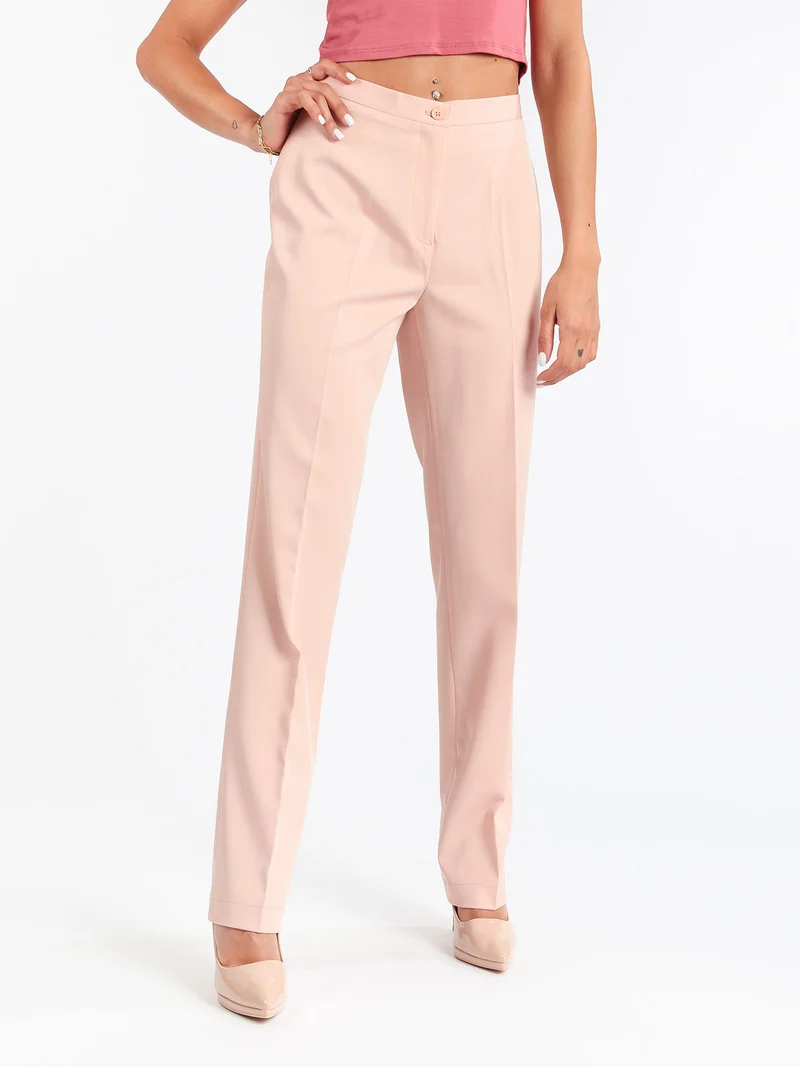 Pantaloni classici da donna a gamba dritta - rosa
