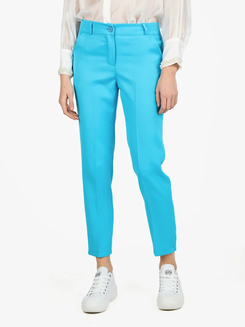 Pantaloni classici da donna a sigaretta - azzurro