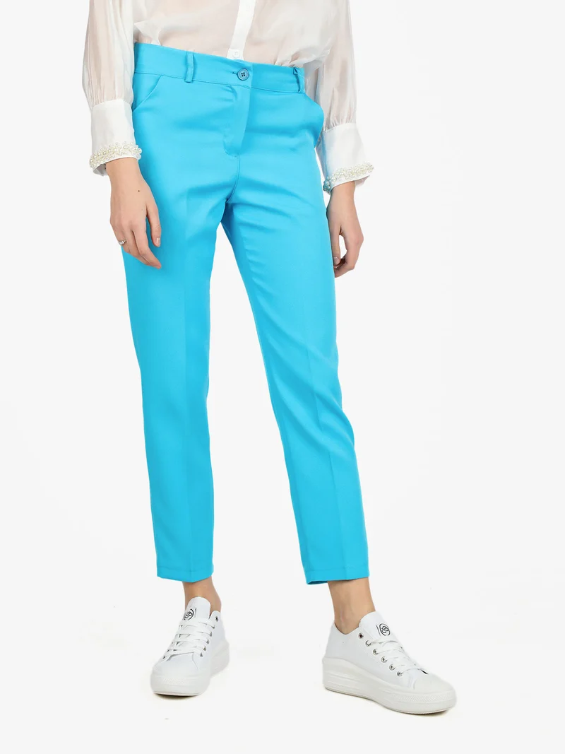 Pantaloni classici da donna a sigaretta - azzurro