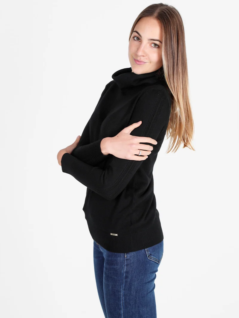 Dolcevita donna in maglia tinta unita - nero